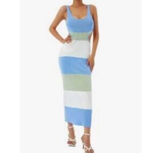 New without tags  Blue and White Bodycon Maxi Dress